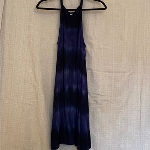 Blue tie dye halter dress